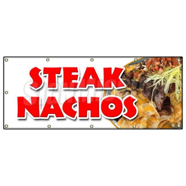 STEAK NACHOS BANNER SIGN snack melted mexican chili tacos tex mex food